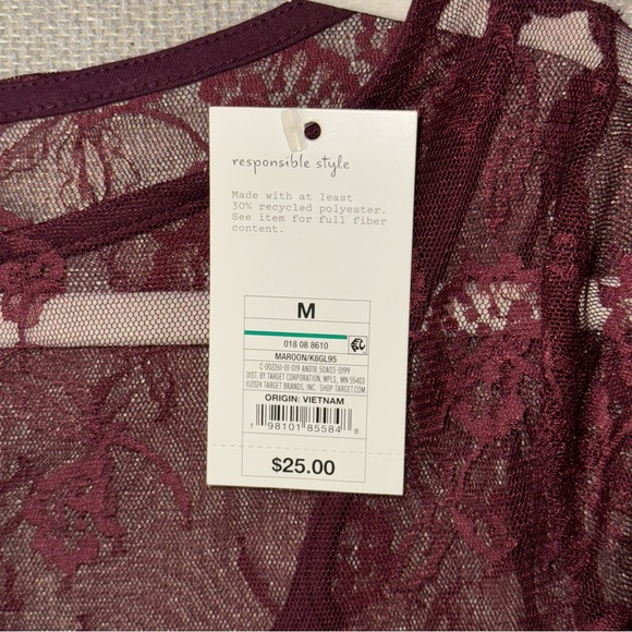 a new day size medium Maroon long sleeve Lace Top - Picture 2 of 3